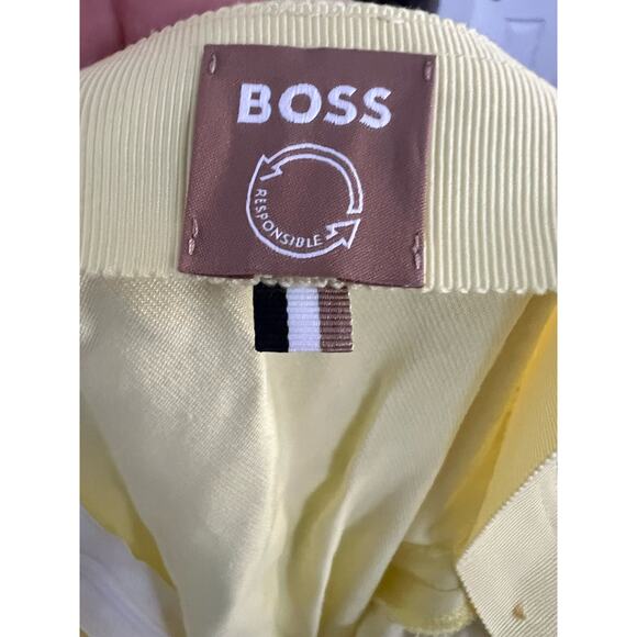 Hugo Boss Yellow Asymmetric Sharkbite Side Button Midi Skirt Size 4 - Picture 11 of 12